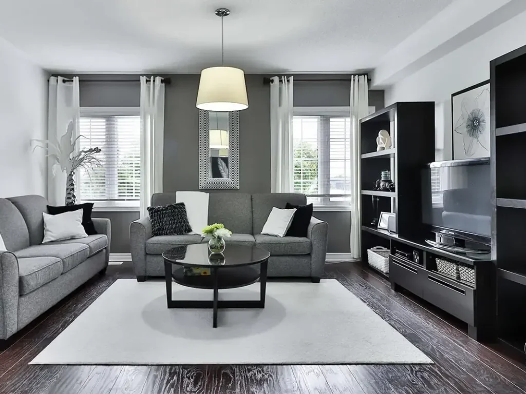 Color Curtain With Grey Couch