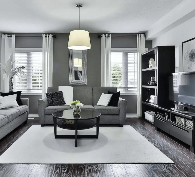 Color Curtain With Grey Couch