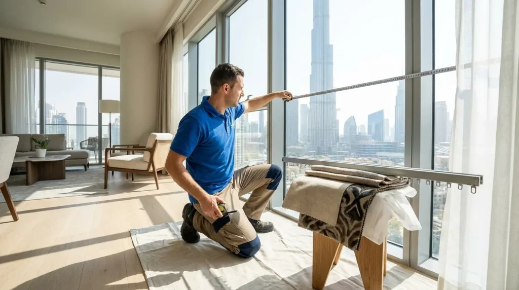 free curtain measuring and fitting service Dubai