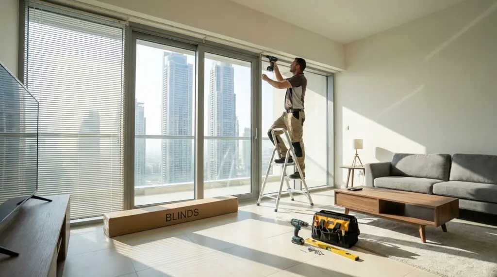 Aric blinds Dubai bedroom with soft morning light