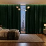 Luxury blackout velvet curtains in a Dubai bedroom
